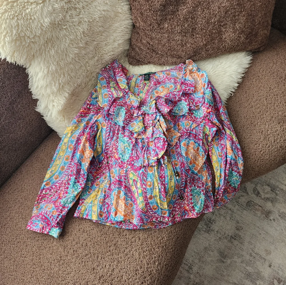 Lauren Ralph Lauren Paisley Printed Ruffled Blouse